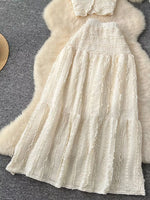 Textured Crop Top and Tiered Skirt Set