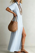 Striped High Slit Maxi Dress