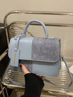 Color Block Flap Crossbody Bag with Top Handle