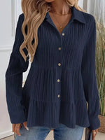 Button-Down Long Sleeve Tiered Shirt