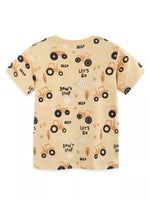 Children's Tractor Print Crew Neck Short Sleeve T-Shirt