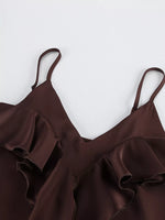 Ruffle V-Neck Cami and Wide-Leg Pants Two-Piece Set