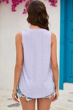Eyelet Notched Sleeveless Top