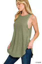 Zenana Curved Hem Slub Tunic Tank
