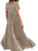 Round Neck Tiered Ruffle Maxi Dress