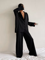 Long Sleeve Top and Wide Leg Pants Lounge Set