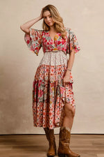 BiBi Floral Print Mix and Match Midi Dress