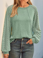 Round Neck Lace Sleeve Blouse