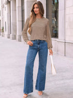 Lace Sleeve Crew Neck T-Shirt