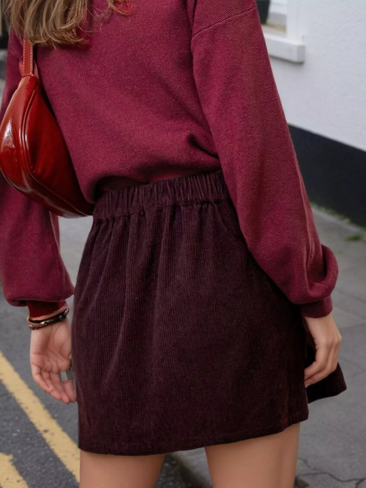 High-Waisted Corduroy Mini Skirt