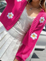 Floral Open Front Knit Cardigan