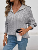 Cable Knit Half Zip Sweater