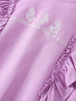 Children's Ruffled Embroidered Round Neck Tee