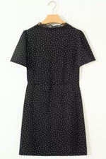 Polka Dot Print Lace Trim Wrap Mini Dress