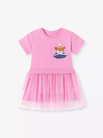 Children's Fox Applique Tulle Layered Dress