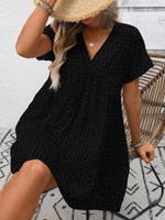 Plaid V-Neck Ruffle Hem Mini Dress
