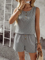 Gingham Sleeveless Top & Shorts Set