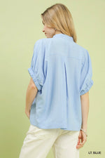 Umgee Textured V-Neck Blouse