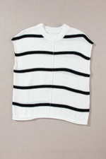 Striped Round Neck Cap Sleeve Sweater