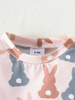 Children's Bunny Print Short Sleeve Top and Shorts Set