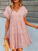 Floral Print V-Neck Ruffle Tiered Summer Mini Dress