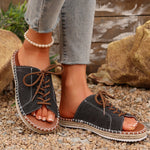 Open Toe Lace Up Sandals