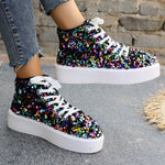 Sequin Round Toe Platform Sneakers