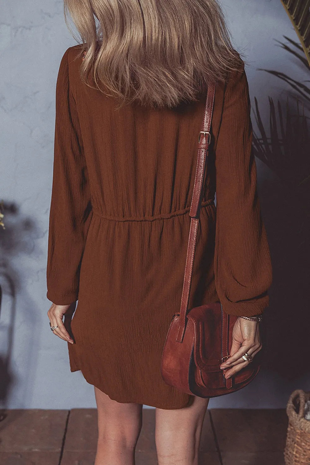 FloralEmbroidered Long Sleeve Mini Dress