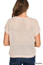 Zenana Viscose American Flag Openwork Knit Top