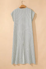 Striped Ruffle Button Front Maxi Dress