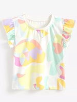 Children's Abstract Print Ruffle Sleeve T-Shirt