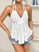 Eyelet Halter Neck Cami Top