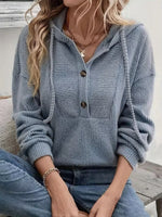 Button-Front Drawstring Hoodie