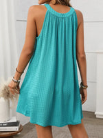 Textured Grecian Neck Mini Dress
