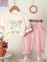 Children's Flower Long Sleeve Top and Pants Set