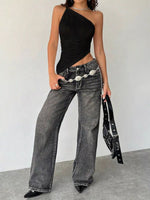 Asymmetrical One-Shoulder Slim Fit Cami
