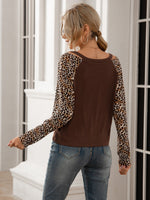 Ivy Lane Leopard Twist Front Cold-Shoulder Tee