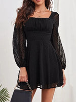 Swiss Dot Long Sleeve Mini Dress