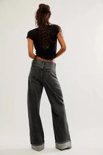 Cuffed Jeans with Pockets