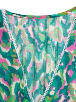 Printed V-Neck Flounce Sleeve Dress
