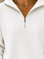 Full Size Waffle Knit Quarter-Zip Sweatshirt Plus Size