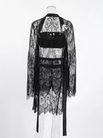 Lace Tube Top & Cardigan and Shorts Three-Piece Lounge Set