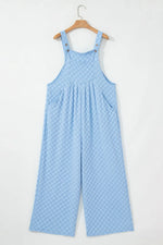 Checkered Pocketed Wide Leg Overalls