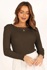Lettuce Edge Round Neck Long Sleeve T-Shirt