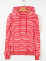 Striped Puff Sleeve Hoodie with Drawstring