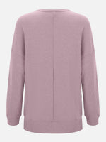 Side Slit Round Neck Long Sleeve T-Shirt