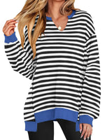 Notched Long Sleeve Oversized Sweatshirt