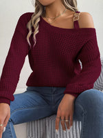 Asymmetrical Neck Long Sleeve Sweater