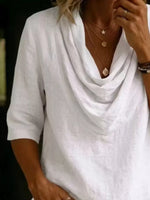 Full Size Cowl Neck 3/4 Sleeve Top Plus Size