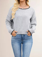 Round Neck Dropped Shoulder Sweater